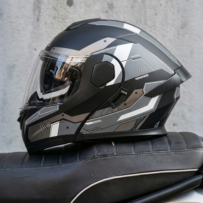 Full Face Motorcycle Helmet With Bluetooth - Dot Sertifikalı Ad Factory Açık Yüz