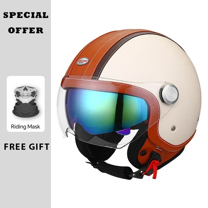 Vintage Deri Açık Yüz Kask Mot - Vintage Open Face Retro Helmet incelemesi ve fiyatı